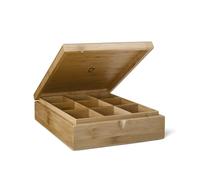 Bredemeijer TBC09BN - Caja de té Cerrada con 9 Compartimentos | Bolsa de té de bambú sostenible, caja de té con compartimentos y tapa, 8,79 x 23,39 x 29,21 cm