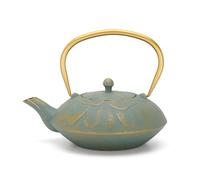 Bredemeijer Tetera asiática grande de hierro fundido azul de 1,3 litros con asa dorada y filtro de té de acero inoxidable, ideal para tipos de té sueltos