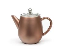 Bredemeijer Tetera de acero inoxidable de doble pared de 1,1 litros, tetera de acero inoxidable con tapa de cristal y filtro de té, para disfrutar del té más largo y caliente