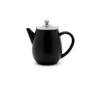 Bredemeijer Tetera de doble pared 0,5 litros - pequeña tetera aislante de acero inoxidable negro con tapa de cristal y filtro de té - Ideal para tipos de té sueltos