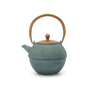 Bredemeijer Tetera grande de hierro fundido de 1,2 litros, para inducción, color azul asiático, con asa y filtro de acero inoxidable, ideal para tipos de té sueltos