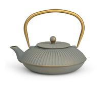 Bredemeijer tetera plana gris Asia inducción 1.1 litros - pequeña tetera esmaltada de hierro fundido con filtro de té de acero inoxidable