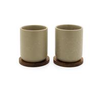 Bredemeijer - Taza de té Umea con posavasos de acacia - 200 ml - gris arcilla - s/2