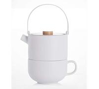 Bredemeijer Té para uno Umea con tapa de bambú 0,5 l Blanco