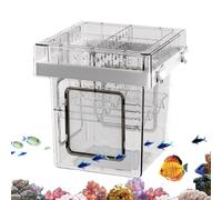 Breeder Box for Fish Tank - Acrylic Stainless Steel 13x14cm | 4 Compartment Suction Cup Shrimp Divider | Hatching Isolation Net Case for Betta Guppy Aquarium Hatchery Incubator