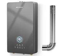 BreeRainz 16 LPM Calentador de Agua Gas,32 kW Calentador de Agua Butano Propano con 5 Modos, Botones de Pantalla Táctil LED, Toma de 220 V, Funcionamiento con Butano y Propano