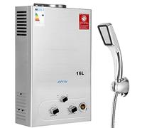 BreeRainz 16LPM Calentador de Agua de Gas | 32kW, Compatible con Gas Butano o Propano, Baja Presión de Arranque, para Hogar y Caravana