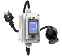 BreeRainz Medidor de flujo digital móvil 60A 230V, medidor de flujo de kilovatios impermeable IP67 con enchufe universal CEE Schuko, función de memoria de apagón, para electrodomésticos, carga de