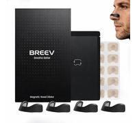 Breev® Tiras Nasales Magnéticas PRO - Dilatador Nasal Antirronquidos para Respirar Mejor al Dormir y Hacer Deporte | Máxima Adhesión para Deporte y Descanso | Kit 30 Días con 60 Parches | Negro