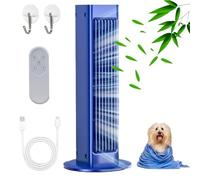 Breezamax - Aire acondicionado - Beat The abrasador calor y humedad - Instantáneamente 2025, 3 velocidades, Breezamax portátil, CA sin aspas, carga USB con control remoto para colgar y de pie (azul)