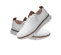 Breeze Men's Lightweight Mesh Casual Dress Sneakers - Breathable Walking Shoes for Work, Travel, and Everyday Wear (White,40)