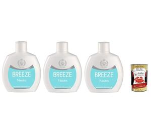 Breeze Neutro Squeeze, desodorante sin gas y sin sales de aluminio, desodorante perfumado 48 horas, 3 x 100 ml + Polpa italiana Gourmet 400 g