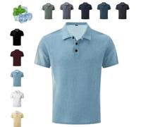 Breeze Shirts for Men Golf Polo Shirts for Textured Breathable Ultra Comfortable, Refreshing Silky (Light Blue,3XL)