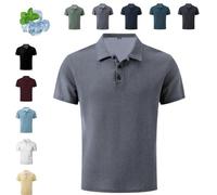Breeze Shirts for Men Golf Polo Shirts for Textured Breathable Ultra Comfortable, Refreshing Silky (Light Grey,3XL)