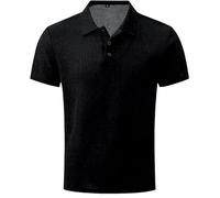 Breeze Shirts for Men Ultra Comfortable Polo Shirt Textured Breathable, Quick Dry Refreshing Silky (Black,XL)