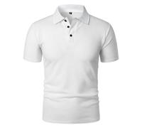 Breeze Shirts for Men Ultra Comfortable Polo Shirt Textured Breathable, Quick Dry Refreshing Silky (White,S)