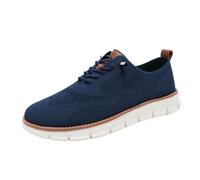 Breeze Shoes for Men, Lightweight Breathable Casual Oxfords, Comfortable Mesh Dress Sneakers for Walking & Business Travel (Dark Blue,42)