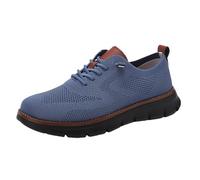 Breeze Shoes for Men, Lightweight Breathable Casual Oxfords, Comfortable Mesh Dress Sneakers for Walking & Business Travel (Light Blue-Black,47)