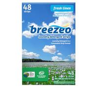 Breezeo Tiras de detergente para ropa (hojas de detergente para ropa), aroma a lino fresco, 48 cargas, más conveniente que las cápsulas, cápsulas, líquidos o polvos, ideal para el hogar, dormitorio,