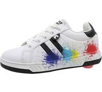 Breezy Rollers 2180370, Rollschuh, Schuhe mit Rollen, 2-in-1 Kinderschuhe, Skateboardschuhe, Sneakers, Zapatos con Ruedas Unisex niños, Blanco Negro Colorido, 32 EU