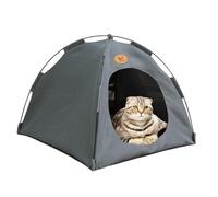 Breezyden Pop-Up Pet Tent, No Installation with Mesh Windows, Waterproof, Fully Washable, Scratch-Resistant, Year-Round Comfort for Cats & Small Dogs (Grey,L:18.9 * 18.9 * 16.5in)