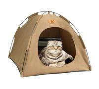 Breezyden Pop-Up Pet Tent, No Installation with Mesh Windows, Waterproof, Fully Washable, Scratch-Resistant, Year-Round Comfort for Cats & Small Dogs (Coffee,S:13.8 * 13.8 * 11.8in)