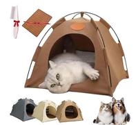 Breezyden Pop-Up Pet Tent,Portable Hideaway For Cats & Small Dogs with Cool Mat,No Installation with Mesh Windows,Fully Washable,Indoor/Outdoor Pet Tent House (Coffee, XL(Under 10kg))