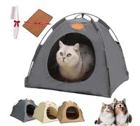 Breezyden Pop-Up Pet Tent,Portable Hideaway For Cats & Small Dogs with Cool Mat,No Installation with Mesh Windows,Fully Washable,Indoor/Outdoor Pet Tent House (Gray, XL(Under 10kg))