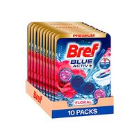 Bref Blue Activ Floral Cesta WC (pack de 10 unidades), limpia baño para un WC siempre limpio y fresco, limpiador de baños con fórmula antical que elimina la suciedad