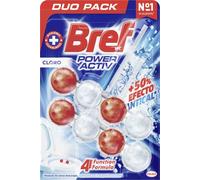 Bref Power Activ Cloro Cesta WC (2 unidades), limpia baño para un WC siempre limpio y fresco, limpiador de baños con fórmula antical que elimina la suciedad con la ayuda de blanqueantes clorados