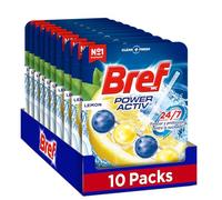 Bref Power Activ Limón Cesta WC (pack de 10 unidades), limpia baño para un WC siempre limpio y fresco, limpiador de baños con fórmula antical que elimina la suciedad