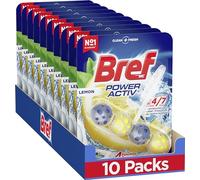 Bref Power Activ Limón Cesta WC (pack de 10 unidades), limpia baño para un WC siempre limpio y fresco, limpiador de baños con fórmula antical que elimina la suciedad