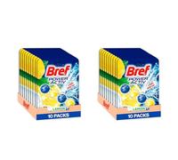 Bref Power Activ Limón Cesta WC (pack de 10 unidades), limpia baño para un WC siempre limpio y fresco, limpiador de baños con fórmula antical que elimina la suciedad (Paquete de 2)