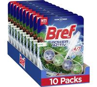 Bref Power Activ Natura Cesta WC (pack de 10 unidades), limpia baño para un WC siempre limpio y fresco, limpiador de baños con fórmula antical que elimina la suciedad