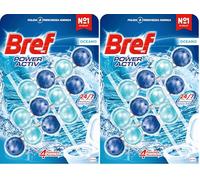 Bref Power Activ Ocean (3 unidades), limpia baño con fórmula 4 en 1, cesta higiénica y protectora para inodoro, con aroma a Ocean, limpiador baño antical, 24 h de protección (Paquete de 2)