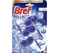 Bref Power Activ Odor Stop (3 unidades), limpia baño con fórmula 4 en 1, cesta higiénica y protectora para inodoro, limpiador baño antical, 24 h de protección contra los malos olores