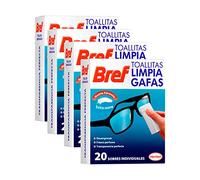 Bref Toallitas Limpiadoras para Gafas, Smartphones, Cámaras, Espejos y otros Dispositivos y Superficies 20 Unidades - Pack de 4, Total: 80 Unidades