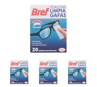 Bref Toallitas Limpiadoras para Gafas, Smartphones, Cámaras, Espejos y otros Dispositivos y Superficies 20 Unidades (Paquete de 4)