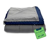 BREFR Manta con peso tamaño King de 220 x 230 cm, 20 libras, manta pesada para adultos, calma la inquietud y promueve la relajación, funda azul marino suave (lavable a máquina)