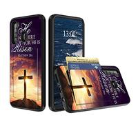 BREIDMKFM Funda tipo cartera para Samsung Galaxy A21, Galaxy A21 de 6.5 pulgadas con tarjetero abatible, funda protectora de doble capa híbrida de goma rígida para Galaxy A21, cruz bíblica de Jesús