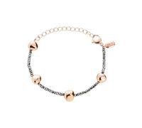Breil B Rocks TJ3290 - Pulsera de hematita y acero rosa IP para mujer, color rosa/plata, longitud 15 cm, Länge: 15 cm, Acero inoxidable, No es una piedra preciosa