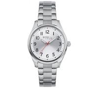 BREIL, Beginning Collection, Reloj para Hombre, con Caja y Bisel de Acero Pulido, Brazalete Bilux, Esfera Plateada con Acabado Rayos de Sol, Cierre Plegable, Diámetro 36 mm, Plata-Rojo