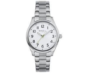 BREIL, Beginning Collection, Reloj para Hombre, con Caja y Bisel de Acero Pulido, Brazalete Bilux, Esfera Plateada con Acabado Rayos de Sol, Cierre Plegable, Diámetro 36 mm, Plata-Amarillo Lima