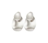 Breil, Colección B Whisper, Pendientes de Mujer de Acero Pulido, con Práctico Cierre de Mariposa, Superficie Irregular, Sinuosa y Brillante, Color Plata, Joyería para Mujer y Niña