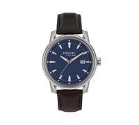 BREIL, Colección Calibre, Reloj único para Hombre en Acero, Correa de Piel marrón, Caja de 42 mm, Cierre Plegable, Longitud Ajustable
