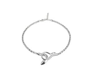 BREIL, Colección Cobra, Collar para Mujer de Acero Pulido, de Inspiración Animal, con Elemento Central Fijo en Forma de Serpiente, Accesorio Evocador, Longitud Ajustable 42-45 cm, Plata