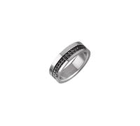 BREIL, Colección conjunta, Anillo para hombre de acero satinado, con pequeñas tachuelas negras, Ideas de regalos para hombres, Talla 25, Plata-Negro
