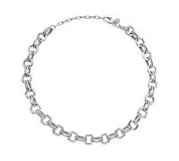 BREIL, Colección Hexagonia, Collar para mujer en acero pulido, Cadena con eslabones hexagonales, Cierre de mosquetón, Largo ajustable 39-45 cm