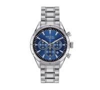 BREIL, Colección Jato, Reloj para Hombre, Cronógrafo para Hombre en Acero Pulido y Satinado, Movimiento de Cuarzo, Esfera Azul, Cierre Plegable Ajustable 15,5-21 cm, Resistente al Agua, Plata-Azul