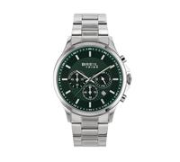 BREIL, Colección Kart, Reloj para Hombre, Cronógrafo para Hombre en Acero Pulido y Satinado, Movimiento de Cuarzo, Esfera Verde, Cierre Plegable Ajustable 15,5-21 cm, Resistente al Agua, Plata-Verde